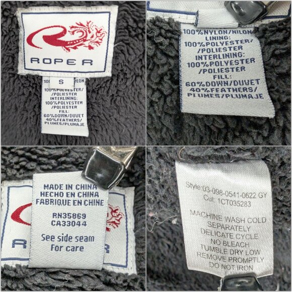 Roper Down Puffer Vest Womens Metallic Silver Fleece Lined Full Zip Size S - Picture 5 of 11